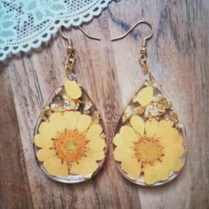 boucles d'oreilles flora résine epoxy