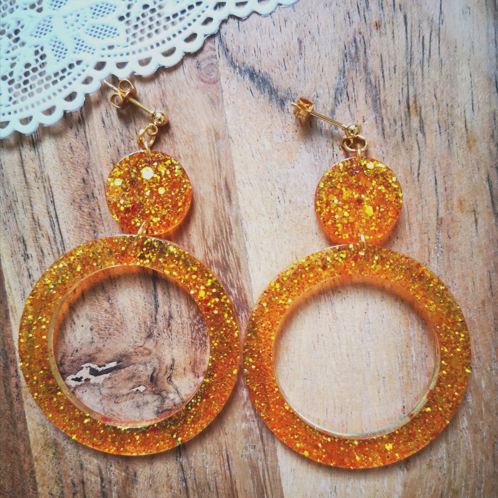 boucles d'oreilles solaria resine epoxy