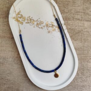 Collier Séléné acier inoxydable et sodalite
