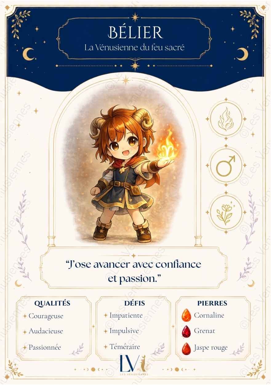 Carte astrologique Bélier à imprimer – Les Vénusiennes du Zodiaque