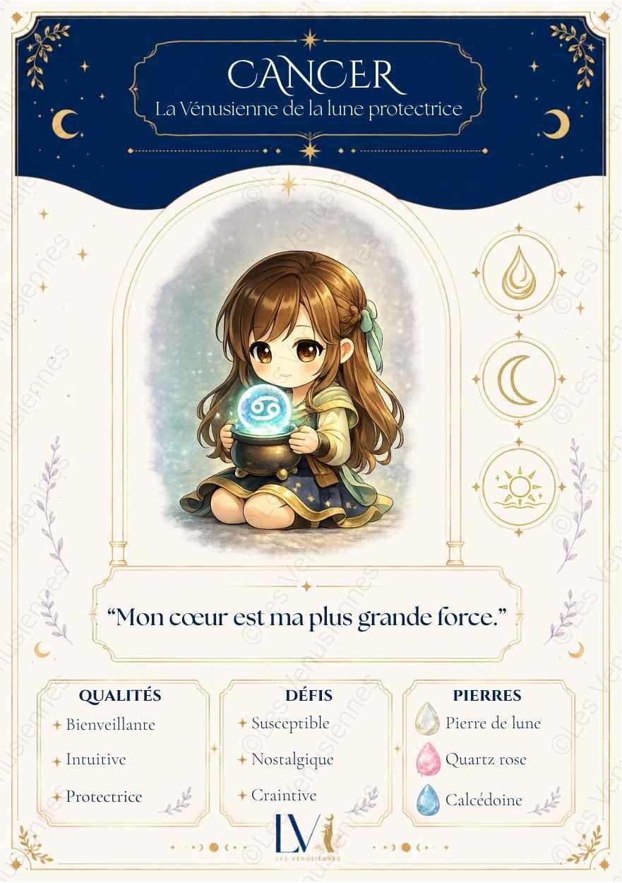 Carte astrologique Cancer à imprimer – Les Vénusiennes du Zodiaque
