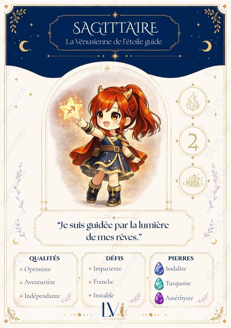 Carte astrologique Sagittaire à imprimer – Les Vénusiennes du Zodiaque