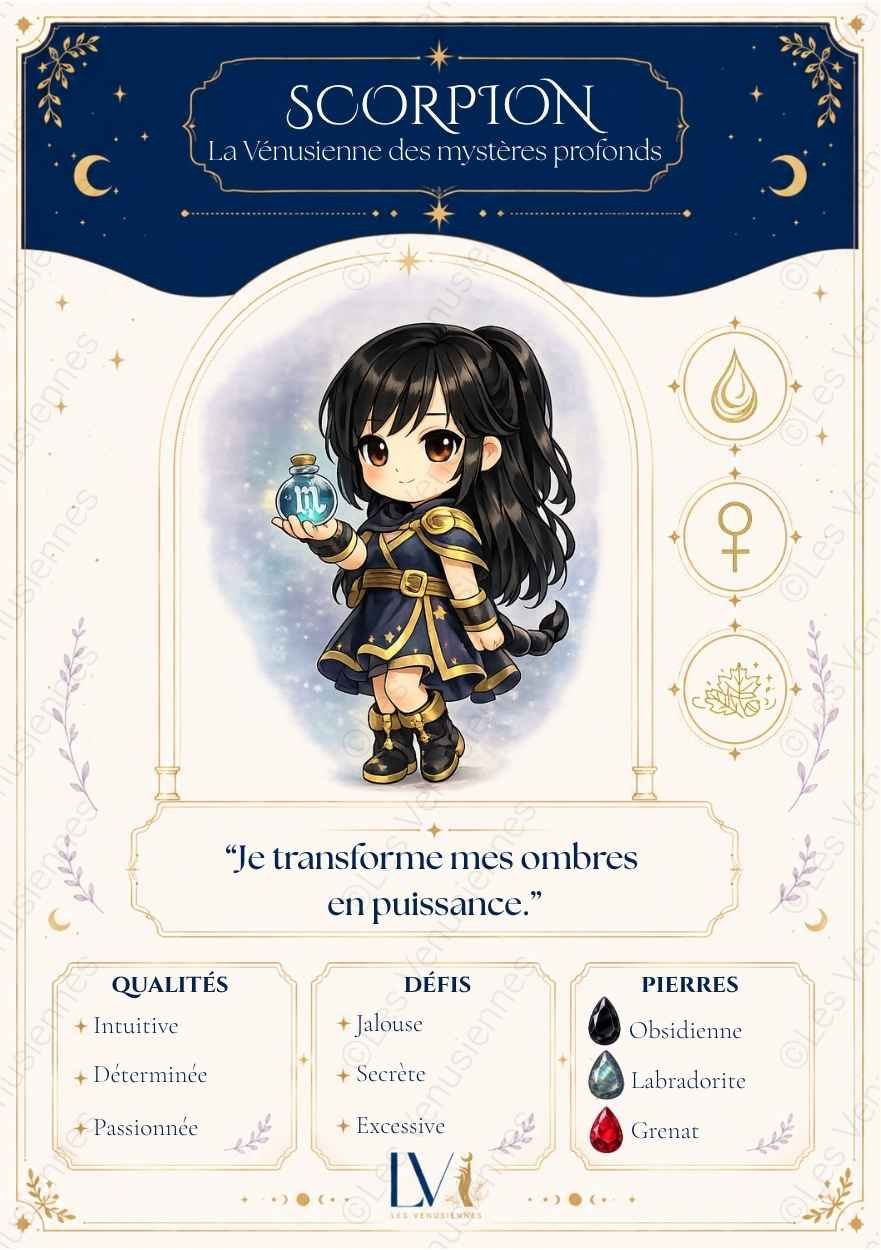 Carte astrologique Scorpion à imprimer – Les Vénusiennes du Zodiaque