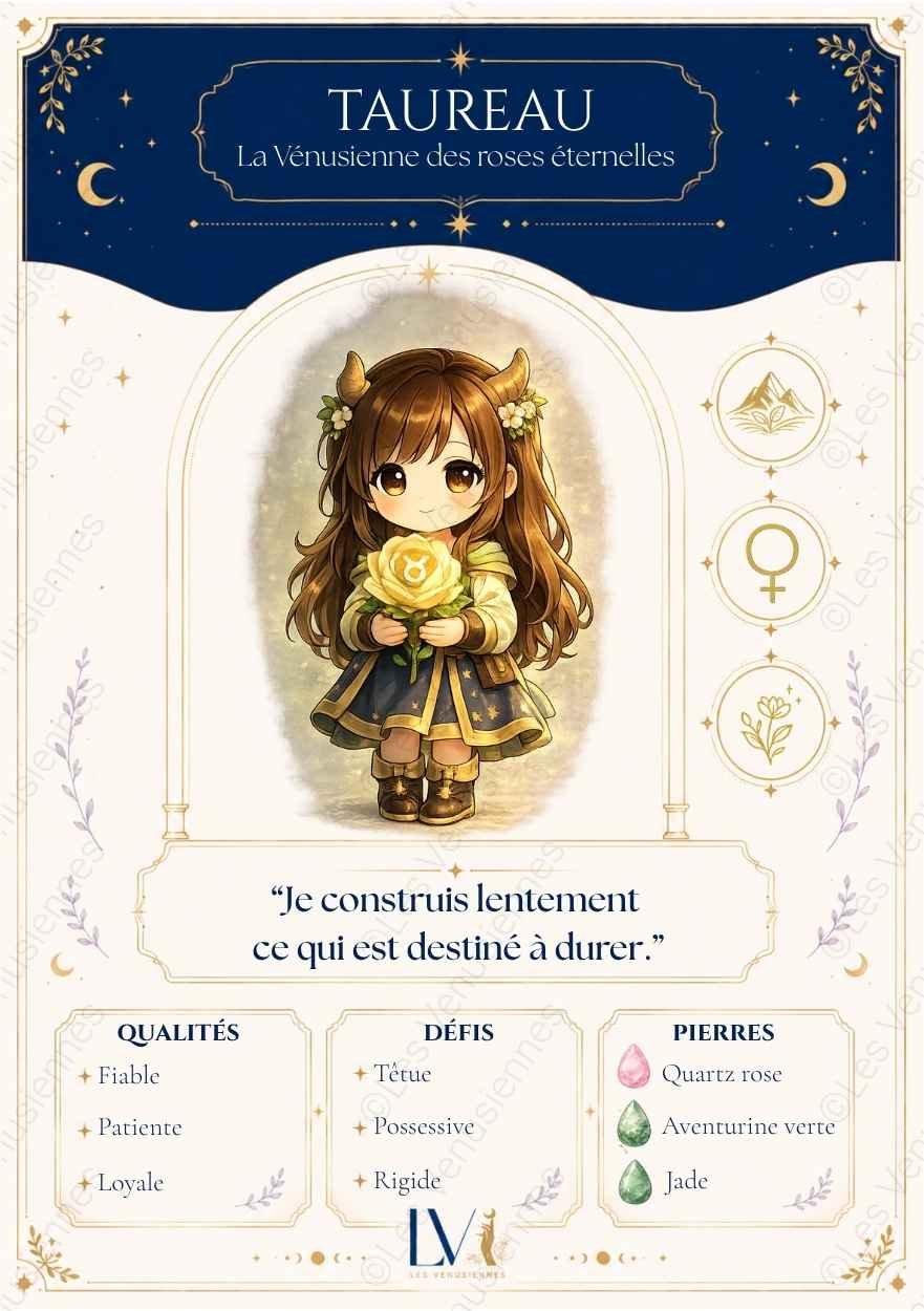 Carte astrologique Taureau à imprimer – Les Vénusiennes du Zodiaque