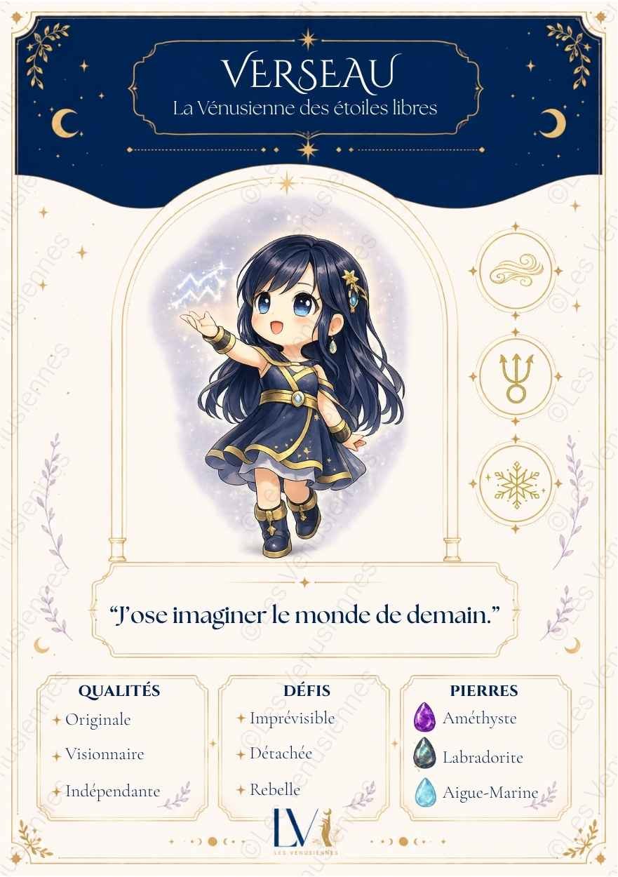 Carte astrologique Verseau à imprimer – Les Vénusiennes du Zodiaque